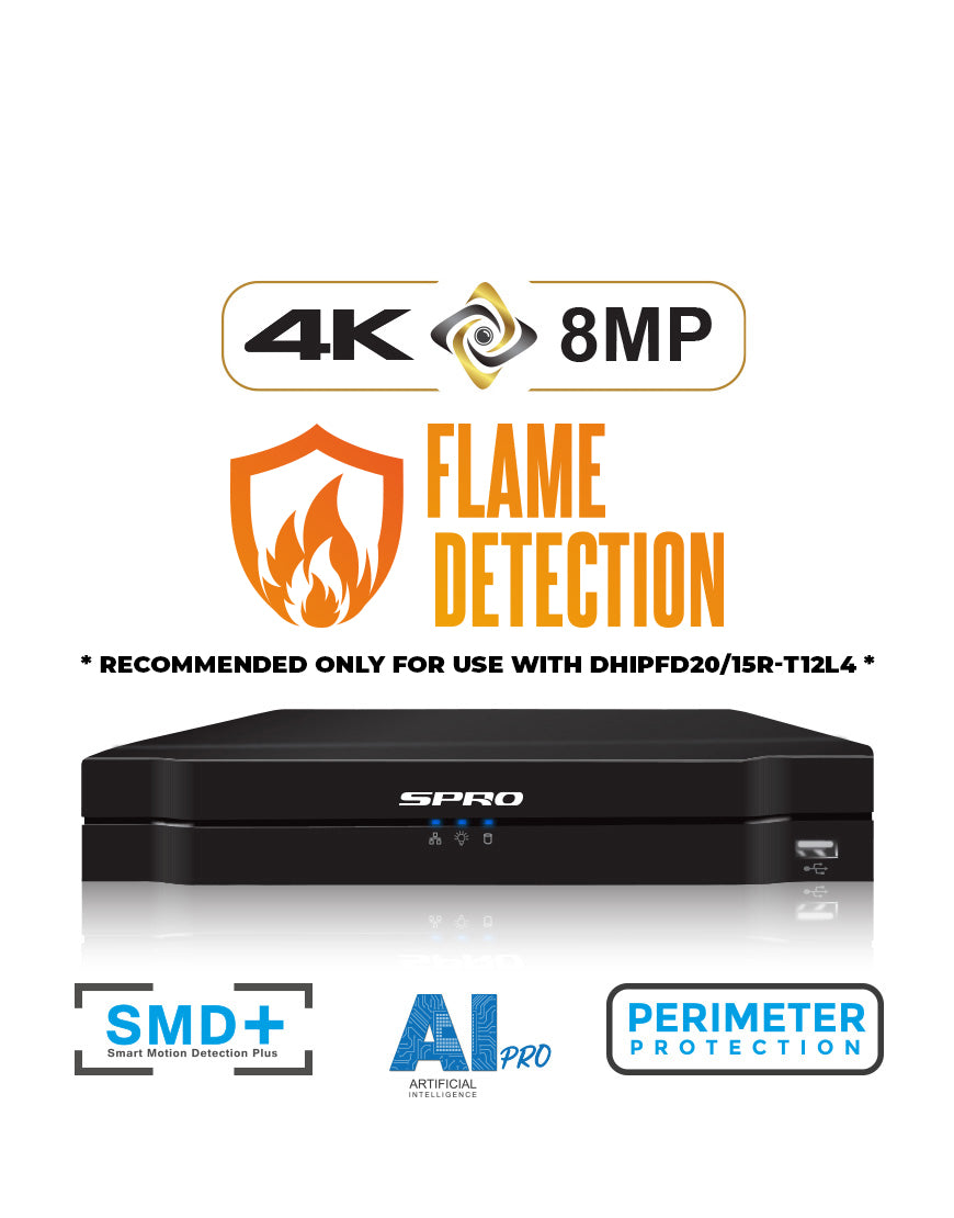 SPRO 8MP IP NVR with AI PRO Technology + Flame Detection
