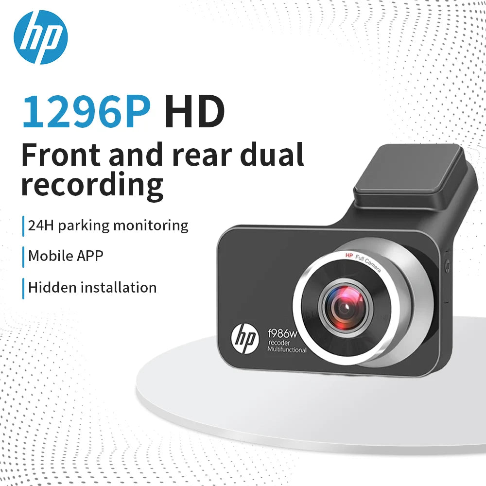 HP Car Recorder F986W 1296P Car Camera HD Night Vision Parking Monitoring Car WiFi Car DVR Video Loop Recording